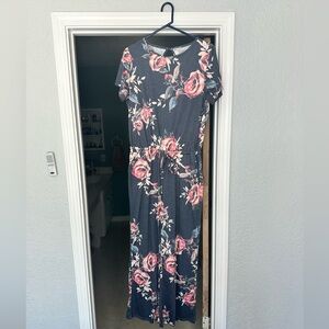 Tickled Teal floral jumpsuit